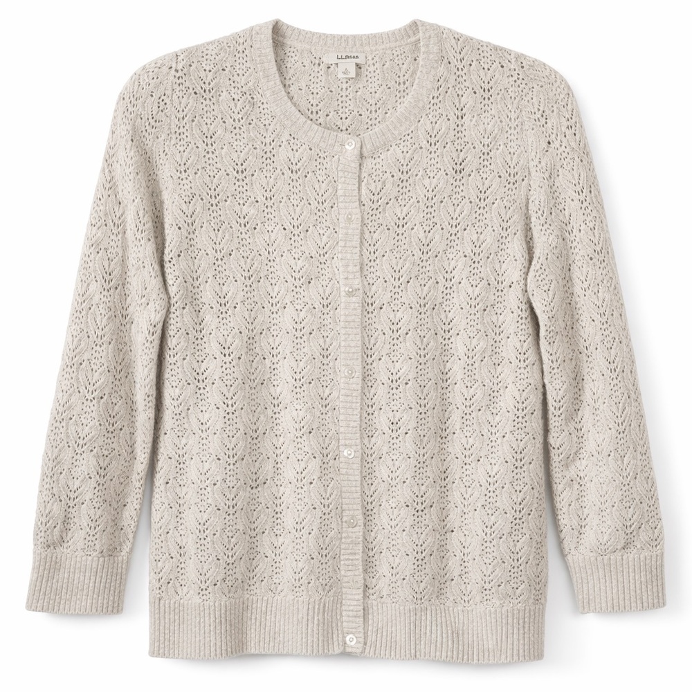 L.L.Bean – Cottagecore Romantic Lace Knit Cardigan – Cashmere Merino – L Petite